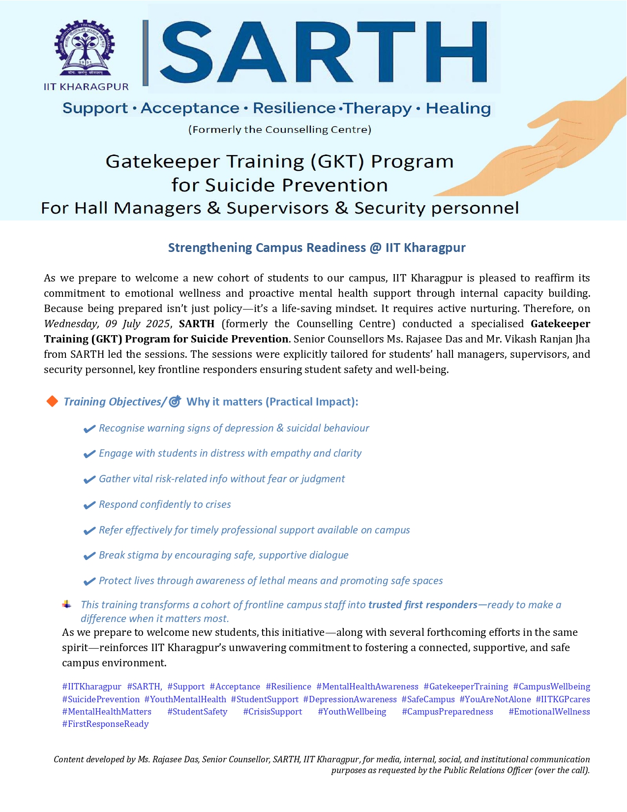 Gatekeeper Training (GKT) Program